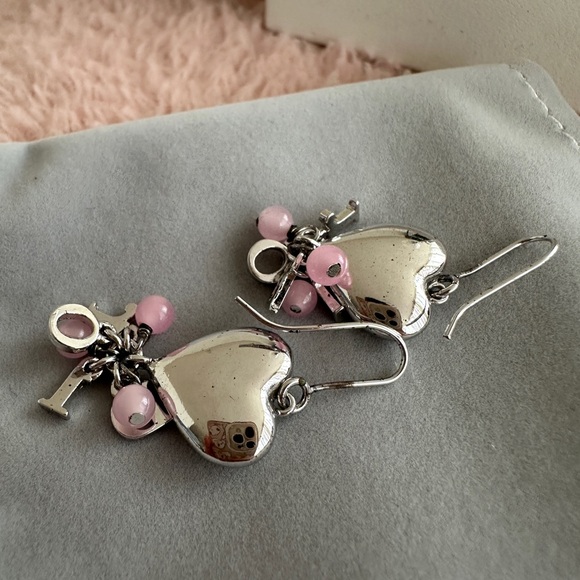 Christian Dior Bead Heart Logo Drop Vintage Earring - Picture 5 of 9